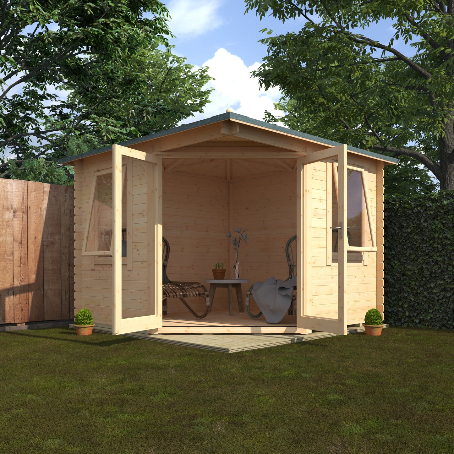 Meadow’s Edge Garden Room – 28mm Log Cabin