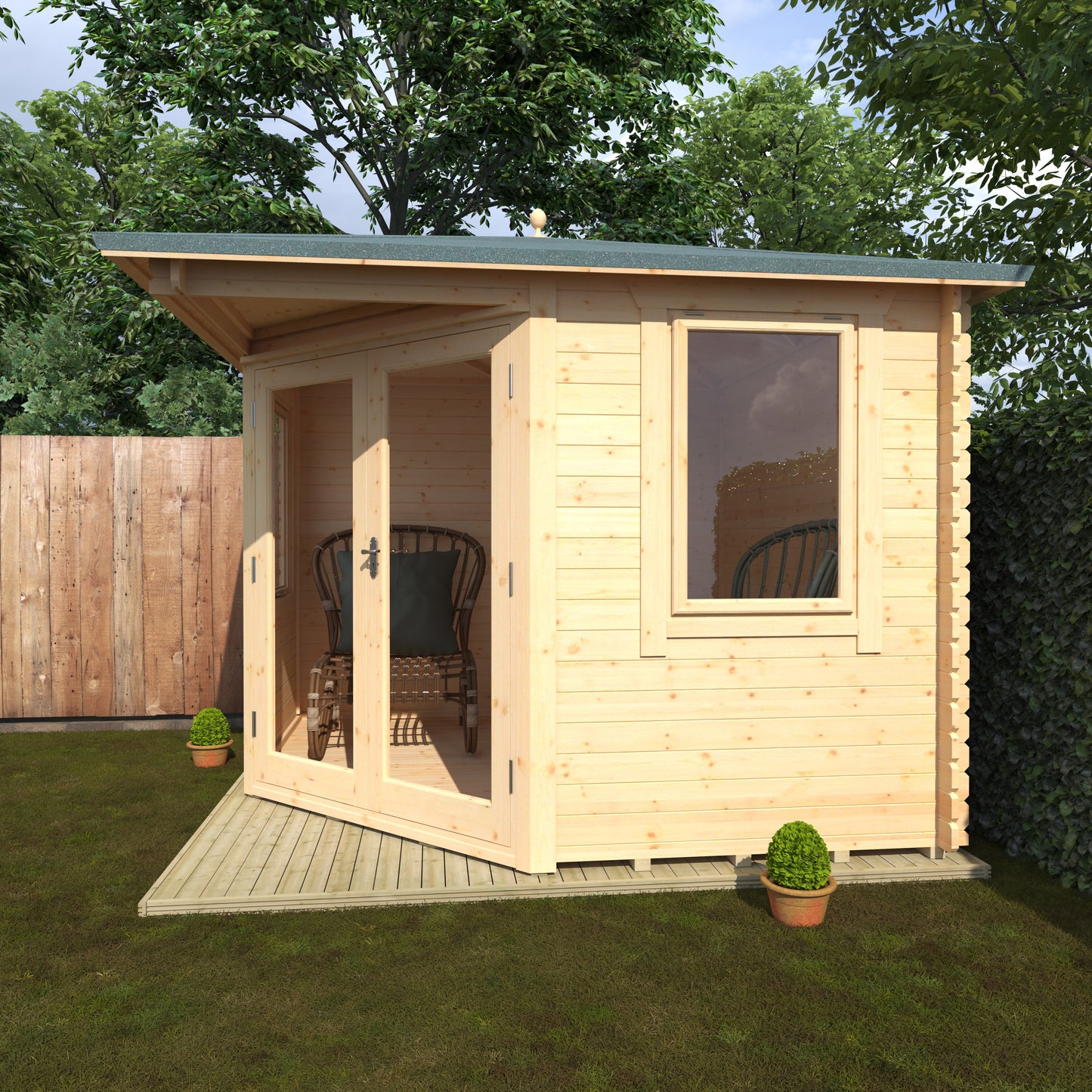 Meadow’s Edge Garden Room – 28mm Log Cabin