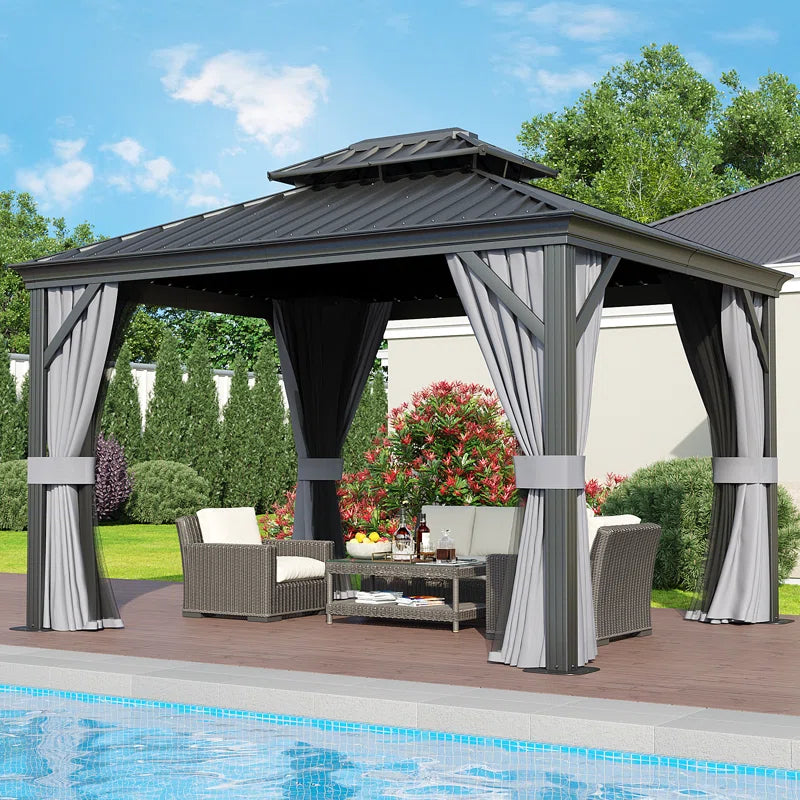 12 Ft. W x 10 Ft. D Metal Patio Gazebo