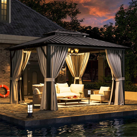 12 Ft. W x 10 Ft. D Metal Patio Gazebo
