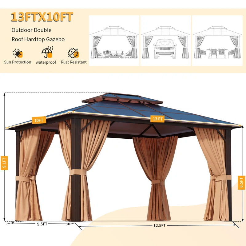 13 Ft. W x 10 Ft. D Patio Hardtop Gazebo