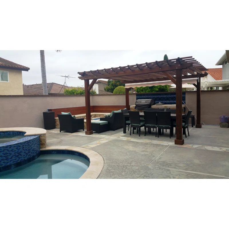 Solid Mission Brown Redwood Pergola