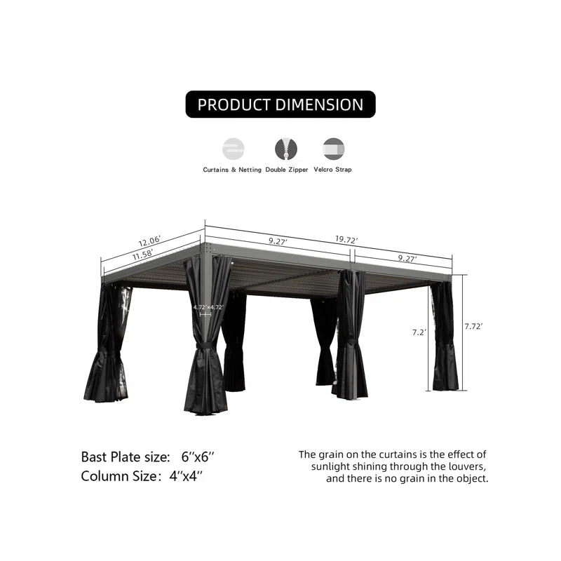 Domi Louvered 20 Ft. W x 12 Ft. D Aluminum Grill Domi Louvered 20 Ft. W x 12 Ft. D