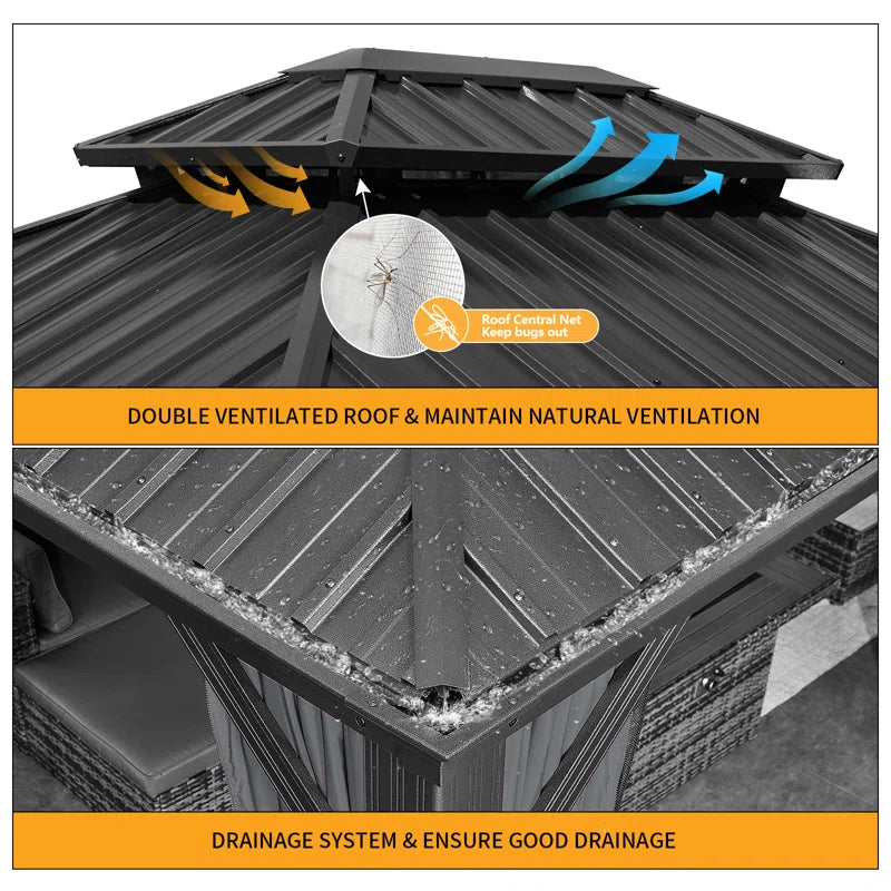 12 Ft. W x 10 Ft. D Metal Patio Gazebo