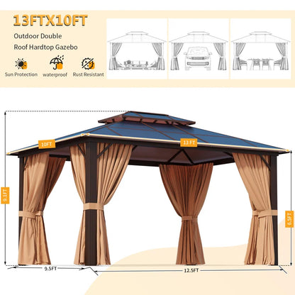 13 Ft. W x 10 Ft. D Patio Hardtop Gazebo
