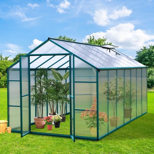 7.8 Ft. W Polycarbonate Green Greenhouse