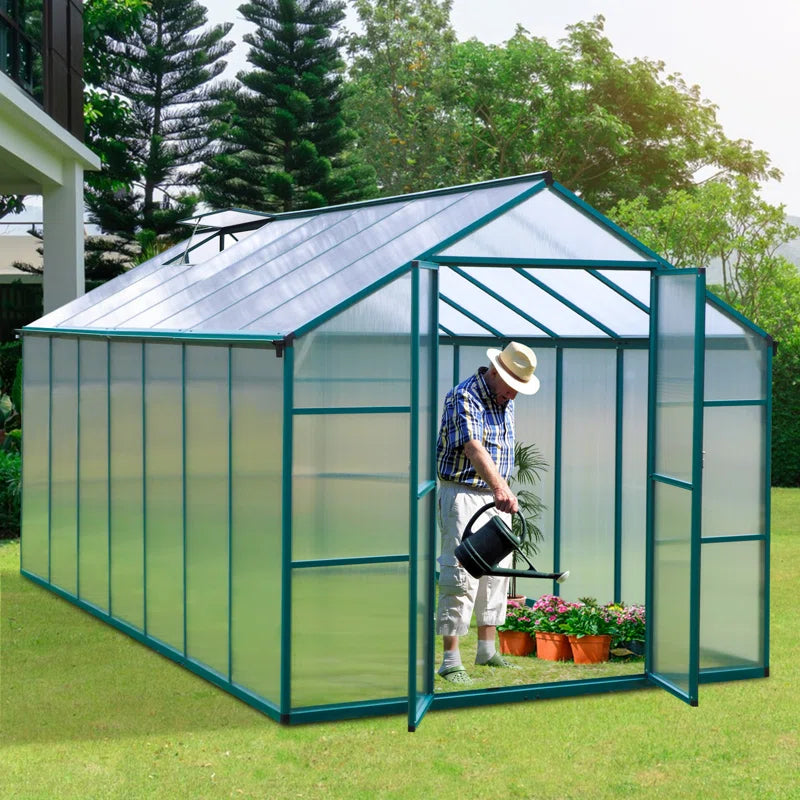7.8 Ft. W Polycarbonate Green Greenhouse