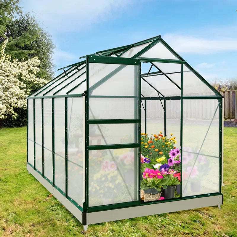 6x10 ft Large Walk-In Aluminum Frame Polycarbonate Hobby Greenhouse