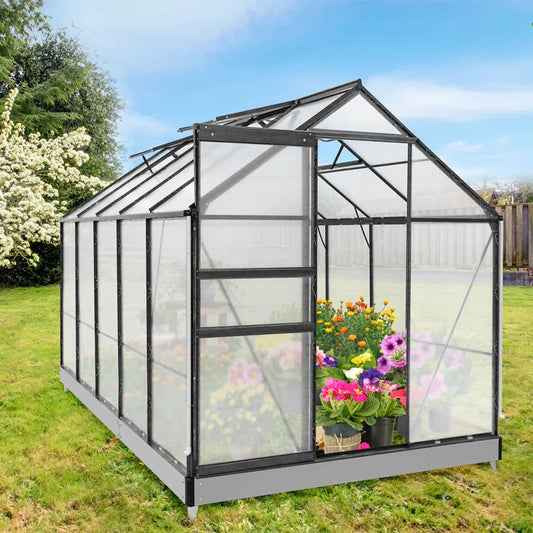 6x10 ft Large Walk-In Aluminum Frame Polycarbonate Hobby Greenhouse