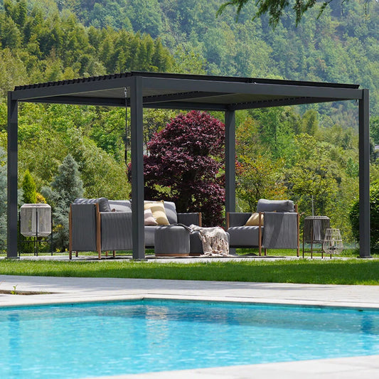 13 Ft. W x 10 Ft. D Steel Pergola with Canopy