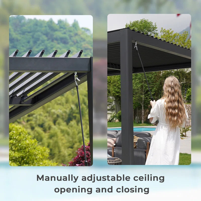13 Ft. W x 10 Ft. D Steel Pergola with Canopy