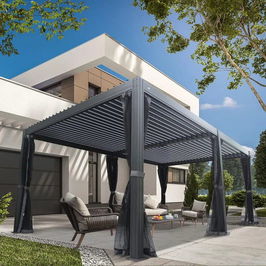 Domi Louvered 20 Ft. W x 12 Ft. D Aluminum Grill Domi Louvered 20 Ft. W x 12 Ft. D