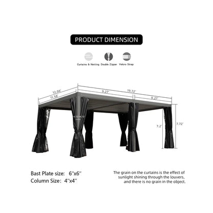 Domi Louvered 20 Ft. W x 12 Ft. D Aluminum Grill Domi Louvered 20 Ft. W x 12 Ft. D